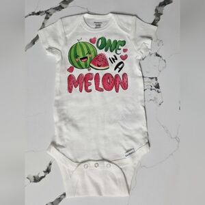 Gerber White and Pink Watermelon Baby Bodysuit